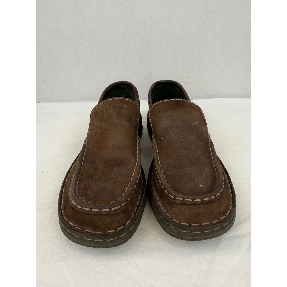 GH Bass & Co Womens Brown Suede Leather Slip On Loafers Moc Toe Shoes Size 8.5 M